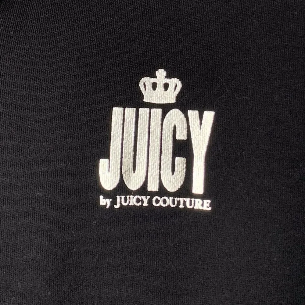 Juicy Couture Jumpsuit L/S Zip Front Sz XS Liquorice Black Hooded Cotton New!